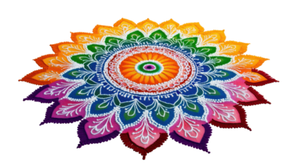 Colorful Rangoli design for Diwali isolated on white background