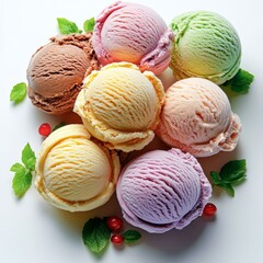 Assortment of Colorful Ice Cream Scoops