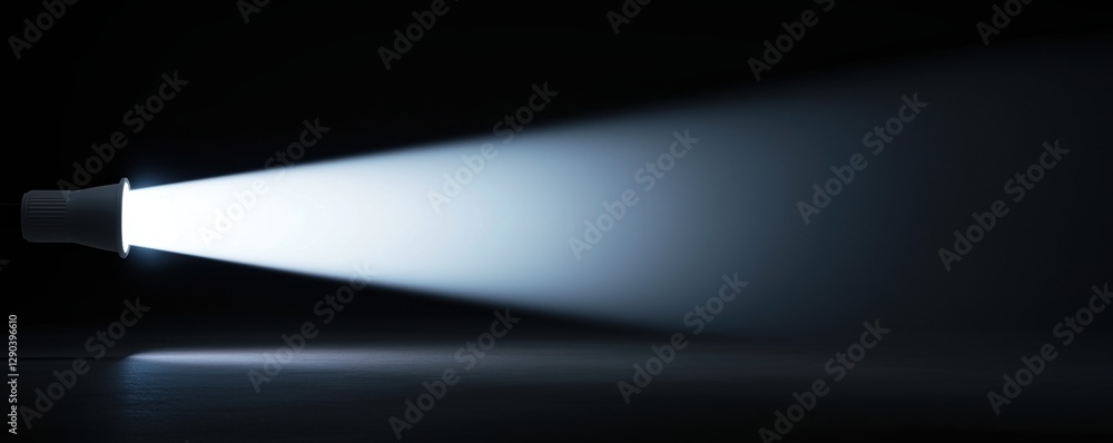 Poster career advancement concepts. beam of light from a flashlight in a dark setting.