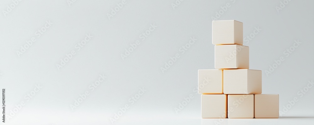 Poster career advancement concepts. minimalistic stacked blocks on a light background.