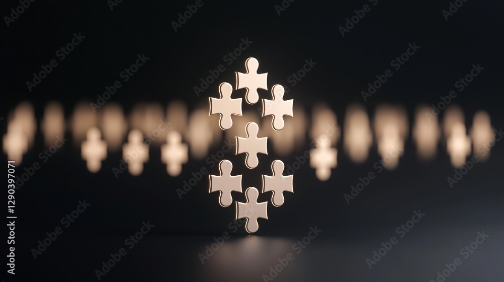 Aufkleber career advancement concepts. puzzle pieces arranged in a pattern on a dark background.