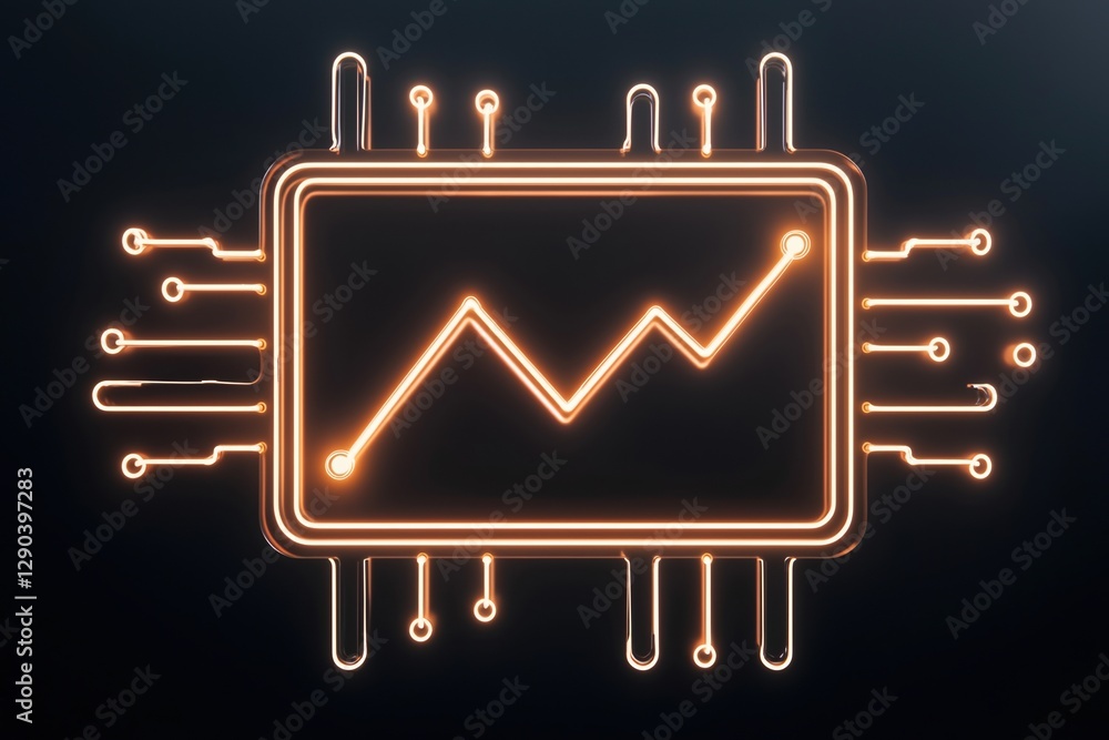 Poster career advancement concepts. digital chart with glowing circuits representing technology growth.