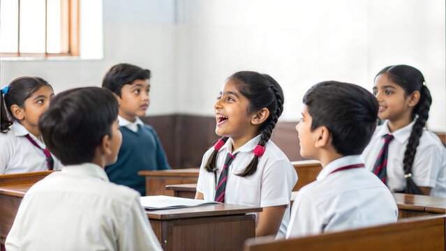 Indian Kids Participating in a School Debate
