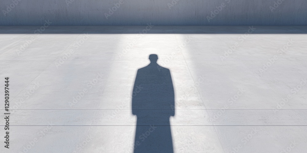Poster career advancement concepts. shadow of a person cast on a minimalistic surface.