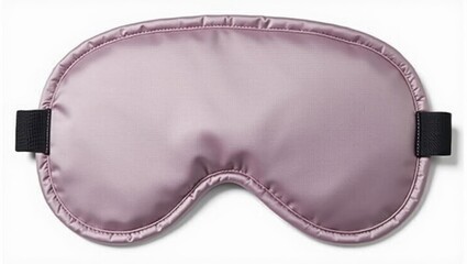Silk sleep mask. Silky lavender sleep mask with elastic straps resting flat, ideal for travel relaxation, bedtime comfort, and self-care, featuring smooth texture and soft pastel background for calm