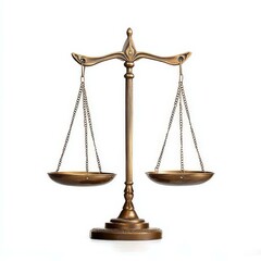 Antique Bronze Justice Scales on White Background