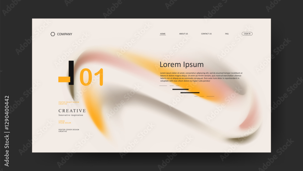 Poster abstract wave futuristic design of landing page. retro gradient mesh website design