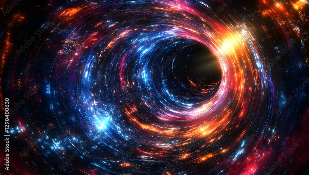Poster abstract swirling vortex tunnel in space