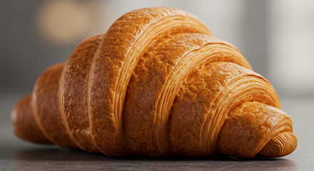 CloseUp of a Freshly Baked Croissant on a Table