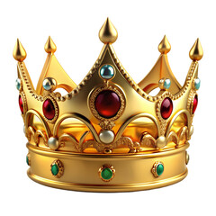 Gold Crown: Royalty, Power, Luxury Image isolated on transparent background