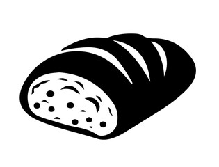 black and white bread on white background