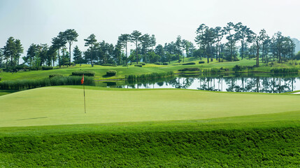 골프, 골프장, 그린, 헤저드, 파4, 깃대, 스포츠, 라운딩