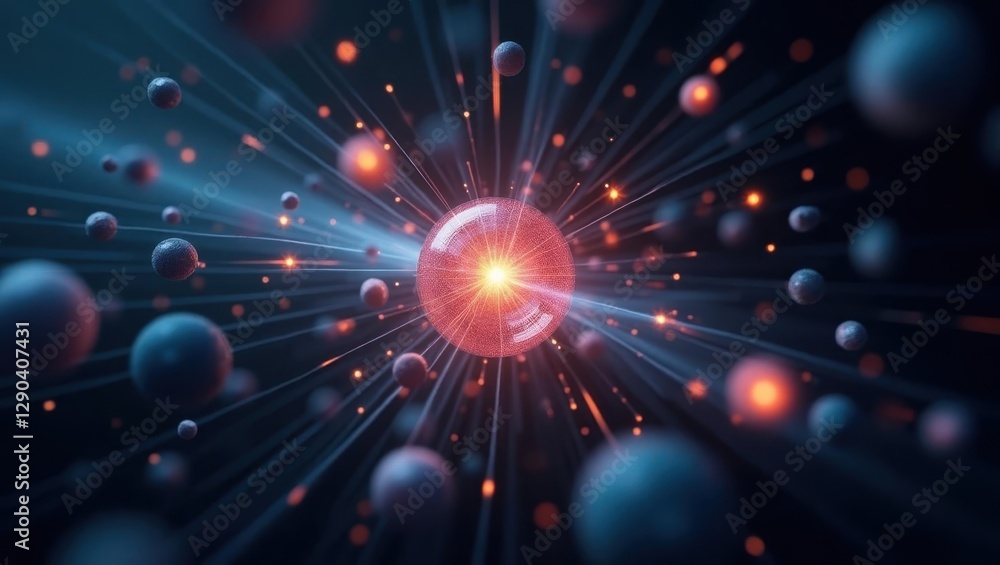 Poster charged particles. image is computer generated image of ball of light