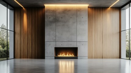 Modern Concrete and Wood Interior Design
