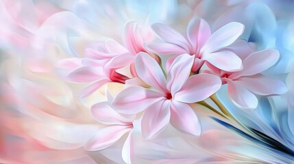 Fototapeta premium Delicate Pink Floral Illustration with Abstract Background