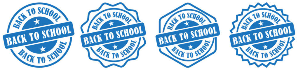 Back to school badge set on white background. Circular back to school stamp. School layout badge icon. School office label style. Graphic back to school icon. Vector illustration 