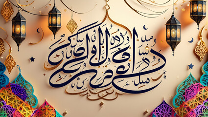 vector ramadan kareem arabic calligraphy. Shiny Arabic lamp decorated. arabic background for holy month of Muslim community Ramadan Kareem