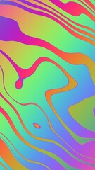 Abstract background pattern with colorful waves. Psychedelic groovy trippy y2k, 60s, 70s retro pattern in holographic rainbow color. Wavy brush strokes liquid background. Reels, flyer, banner design 