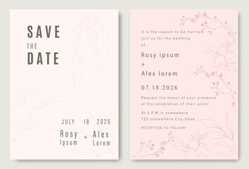 Wedding Invitations save the date card design with elegant garden anemone.
