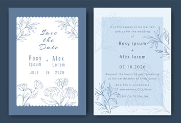 Wedding Invitations save the date card design with elegant garden anemone.