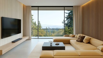 Modern Living Room with Panoramic View