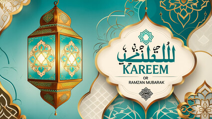 Ramadan Kareem Greeting Card. Ramadhan Mubarak. Translated: Happy & Holy Ramadan.
