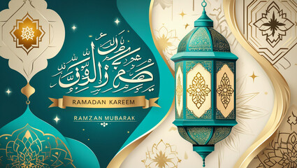 Ramadan Kareem Greeting Card. Ramadhan Mubarak. Translated: Happy & Holy Ramadan.