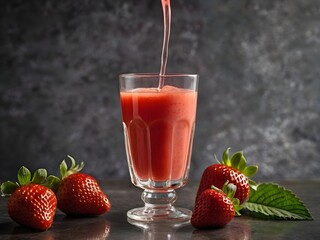 a glass of strawberry juice