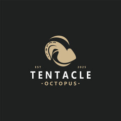 Octopus tentacle logo image design ocean animal vintage illustration template