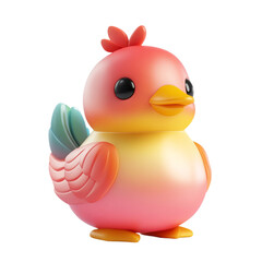 Cute Cartoon Bird 3D Render Pastel Colors Adorable Chick