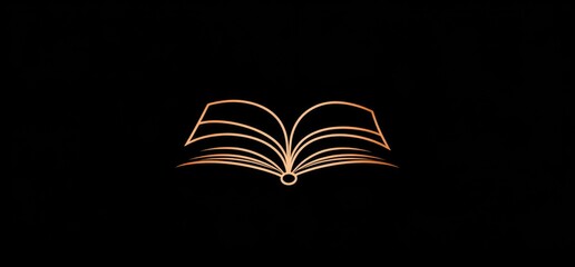 Vector logo of a book, black on a dark background, in a simple, minimalistic style, in the style