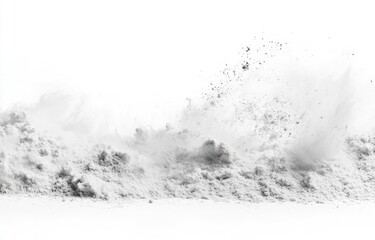 Fototapeta premium Pile of white powder isolated on a white background, close-up view.