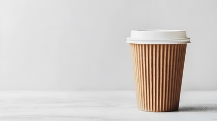 a takeway coffee cup on right against a clean white  background