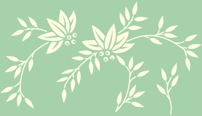 Obraz premium pastel green vector art branch illustration with vintage floral element