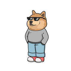 Chill Dog, Doge Meme, Chill Guy Meme Sticker Transparent PNG Cute Illustration