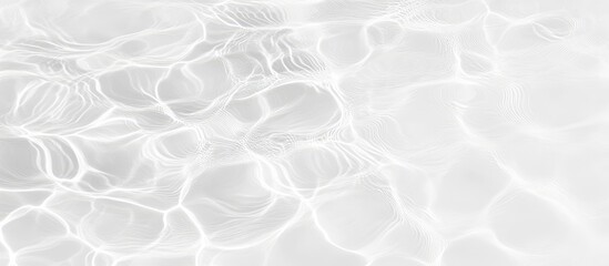 White water texture, a clear, transparent, and calm surface with ripples and waves against a light gray background. Minimalist flat lay banner for a spa or beauty concept