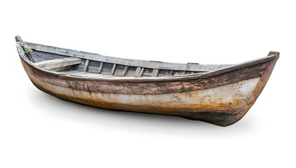 Aged wooden fishing boat, isolated on white background (1)