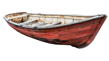 Old Wooden Rowboat, Isolated, Empty, Cloudy Day
