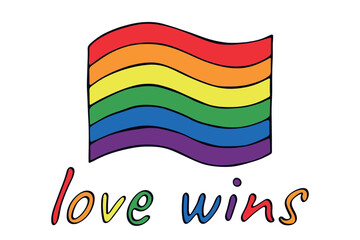 Colorful Gay pride flag Happy pride day LGBTQ community Pride Month Vector hand drawn doodle for posters, stickers, logo, cards