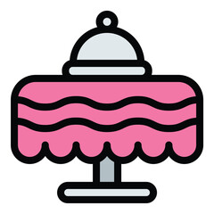 Wedding Dinner Icon Celebration and Feast in Flat Line Color Style.