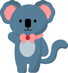 cute blue koala wearing ribbon