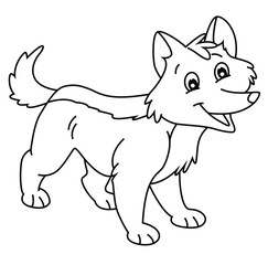 Cute cartoon hand drawn vector funny funny fox coloring page.