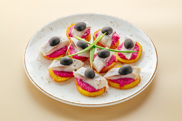 cold appetizer with herring and horseradish