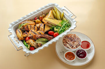 baked cold cuts with sauces and appetizers