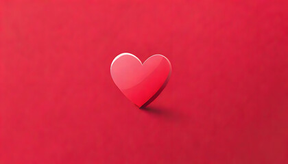 Glossy heart shape on red background for romance and love concept