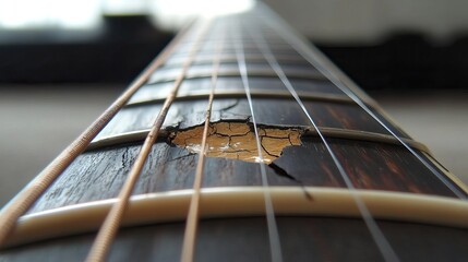 Cracked Guitar Neck Close-Up