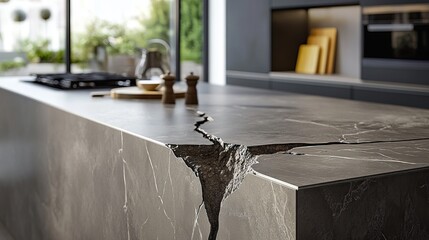 Obraz premium Cracked Kitchen Countertop in Modern Interior Design