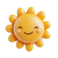 Obraz premium Happy smiling sun 3D render cheerful summer sunshine,