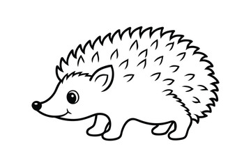 Line art of a curious baby hedgehog designed for coloring page.eps