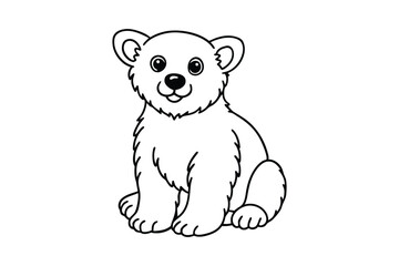 Naklejka premium Line art of a fluffy baby bear cub designed for coloring page.eps
